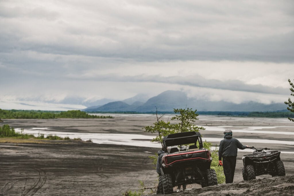 rider and atv overlooking the Knik River valley