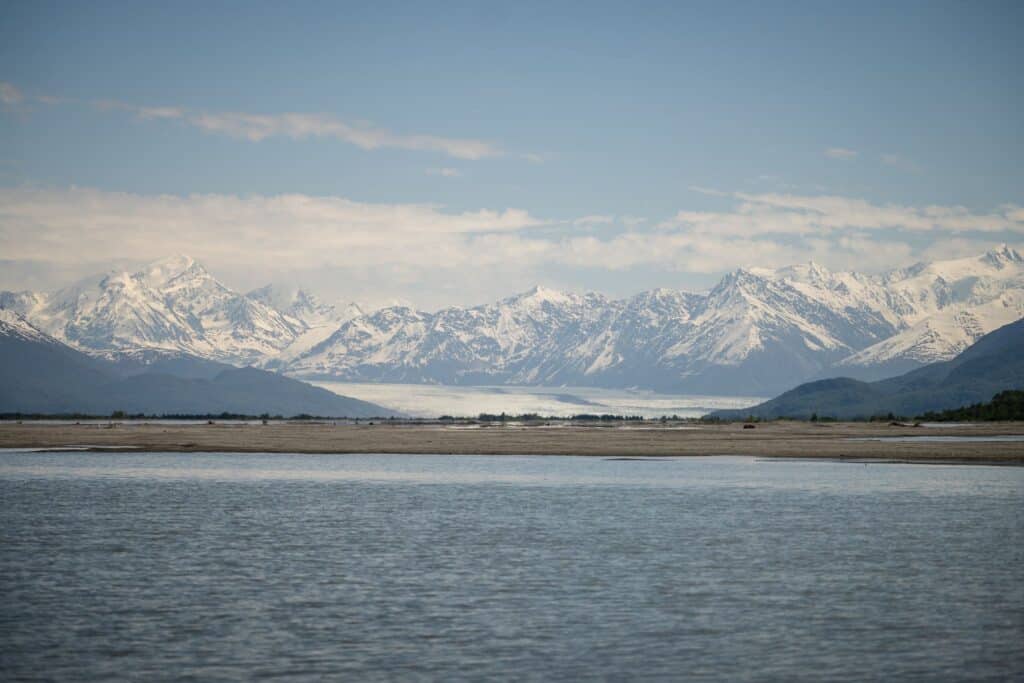 the Knik Glacier seen from across the river on an atv tour